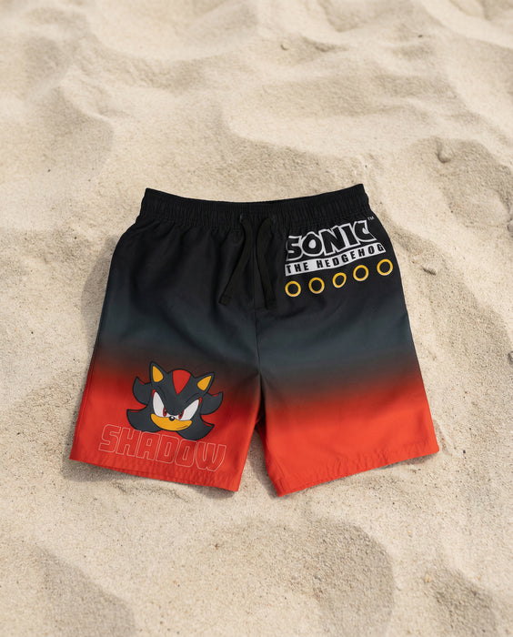 Sonic The Hedgehog Shadow Boys Black And Red Swim Shorts