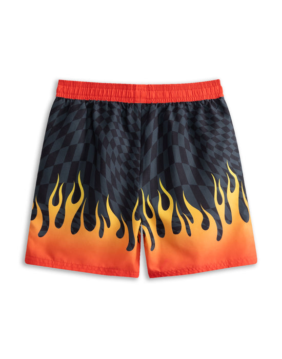 Hot Wheels Flame Short Boys Black And Red Swim Shorts