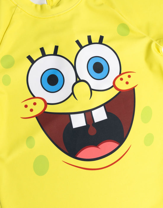 Spongebob Squarepants Character Face Boys Yellow & Blue 2 Piece Swim Set