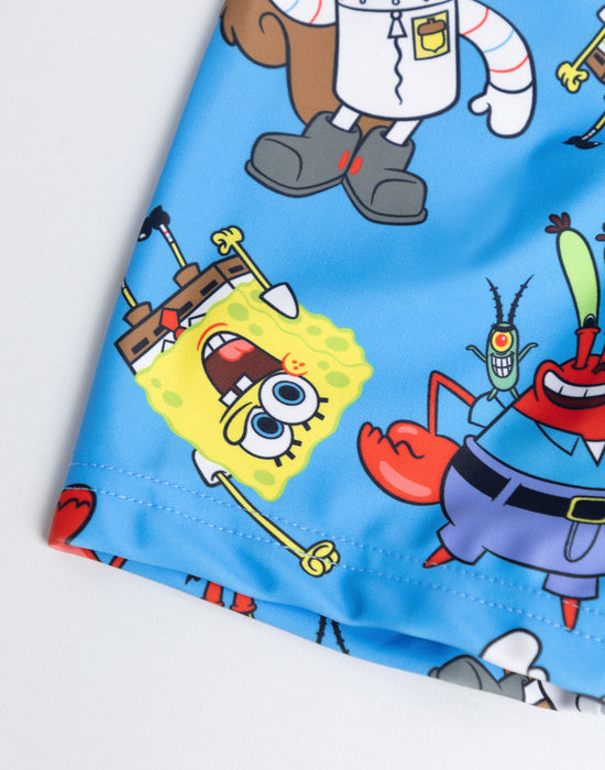 Spongebob Squarepants Character Face Boys Yellow & Blue 2 Piece Swim Set