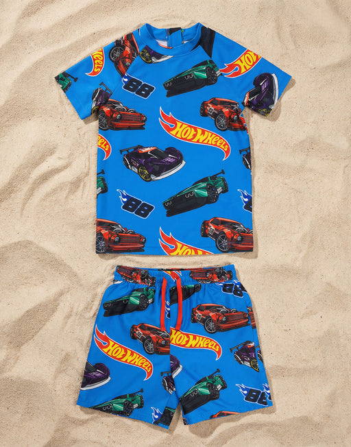 Hot Wheels Model Cars Boys Blue 2 Piece Swim Set