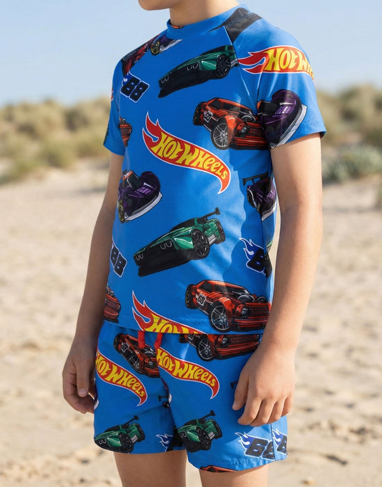 Hot Wheels Model Cars Boys Blue 2 Piece Swim Set