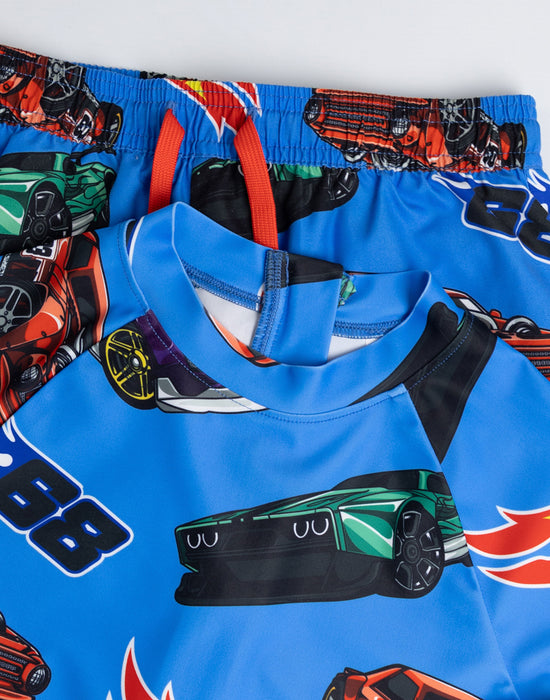 Hot Wheels Model Cars Boys Blue 2 Piece Swim Set