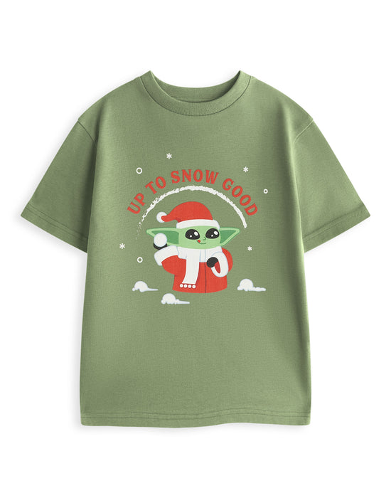 Star Wars Up to Snow Good Unisex Kids Green Short Sleeved T-Shirt