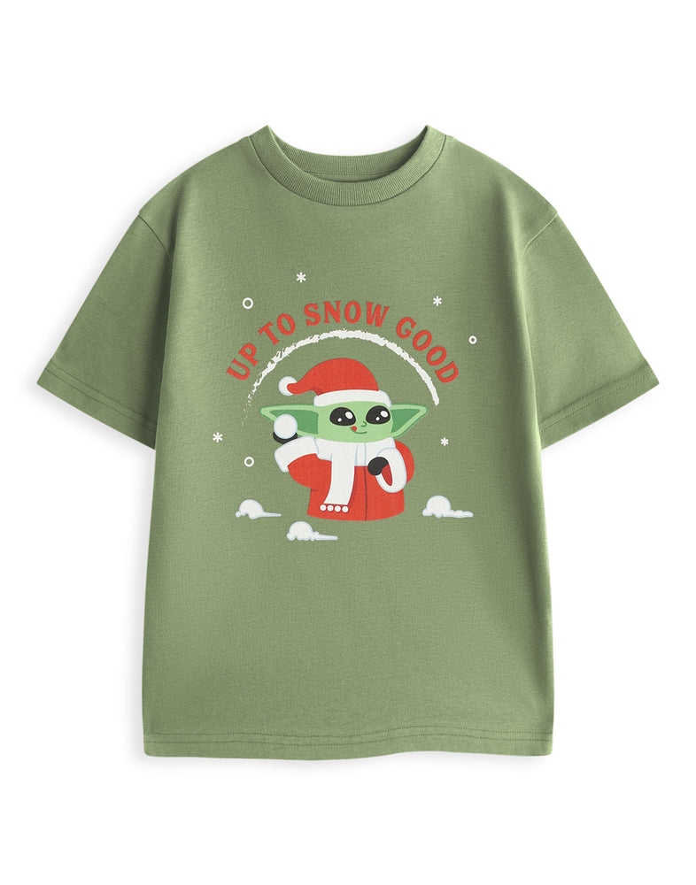 Star Wars Up to Snow Good Unisex Kids Green Short Sleeved T-Shirt