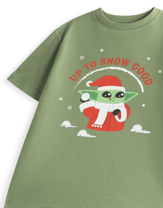 Star Wars Up to Snow Good Unisex Kids Green Short Sleeved T-Shirt