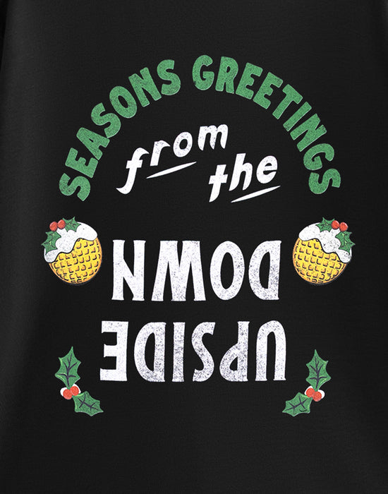 Stranger Things Season Greetings Unisex Kids Black Short Sleeved T-Shirt