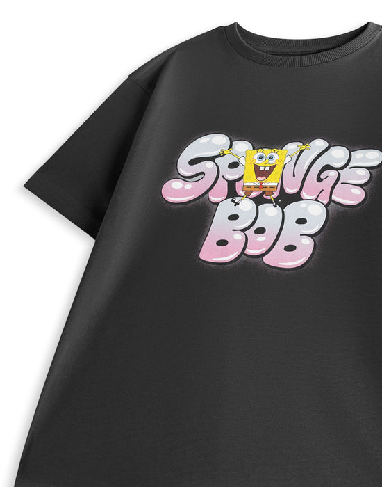 SpongeBob SquarePants Bubble Boys Black Short Sleeved T-Shirt