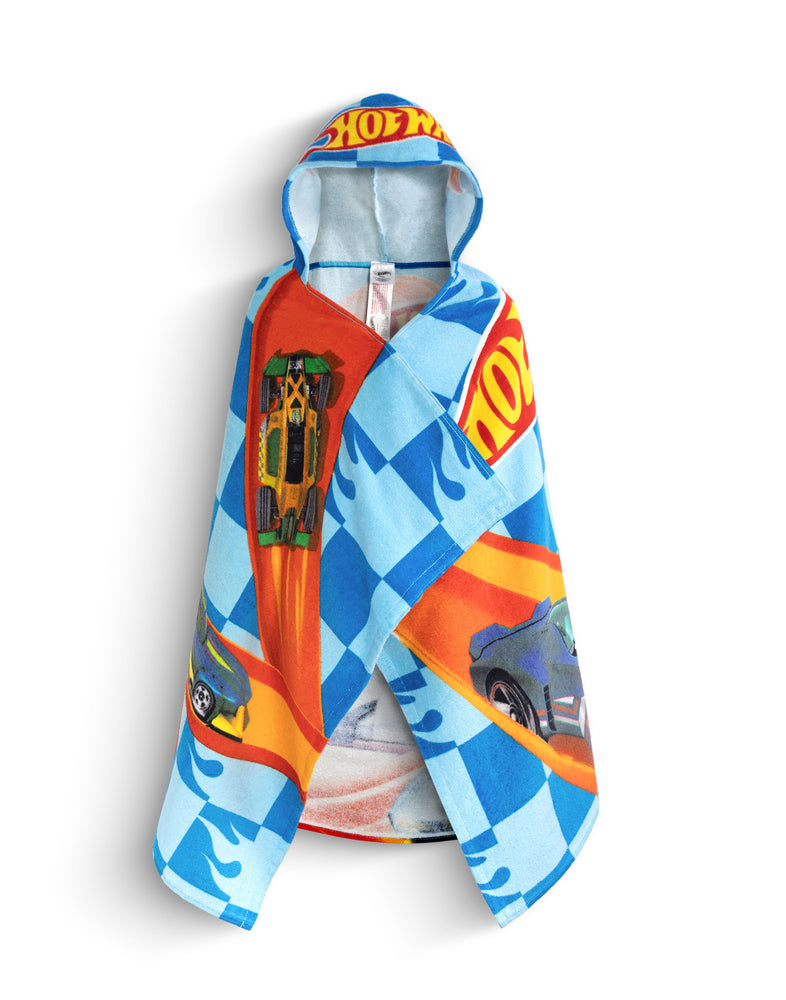Hot Wheels Race Track Boys Blue Poncho Towel