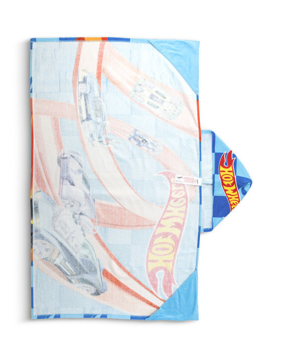 Hot Wheels Race Track Boys Blue Poncho Towel