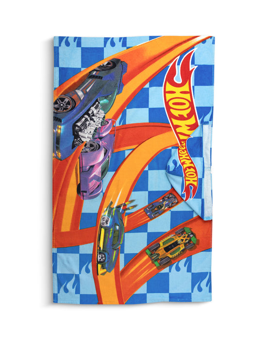 Hot Wheels Race Track Boys Blue Poncho Towel