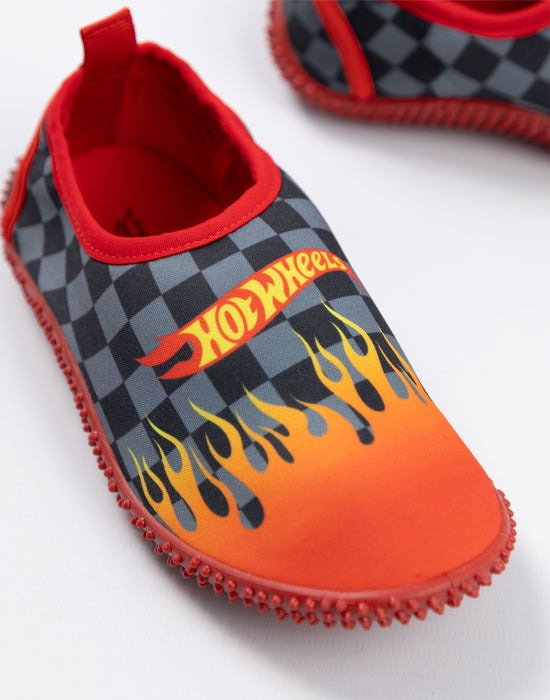 Hot Wheels Flames Boys Red Aqua Shoes