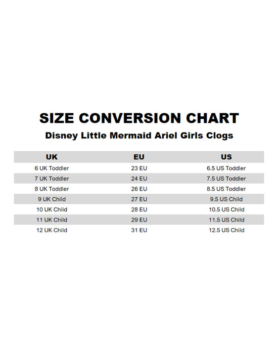 Disney The Little Mermaid Ariel Girls Blue Clogs