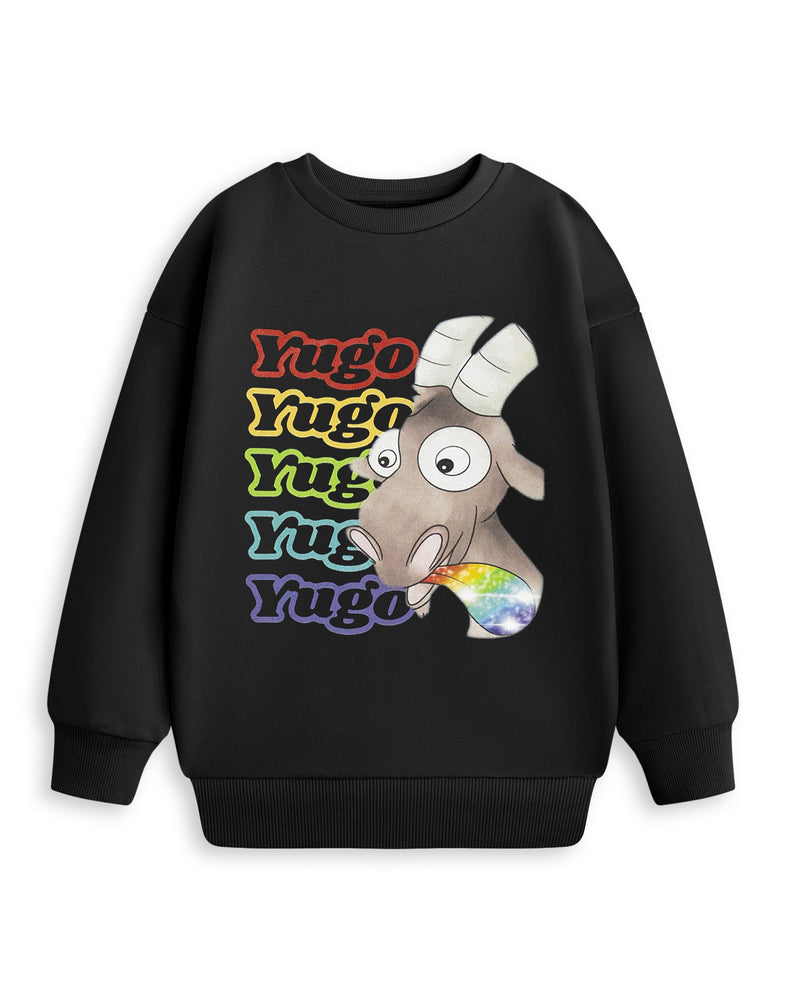 Show Me The Merch Rainbow Yugo Unisex Kids Black Sweatshirt