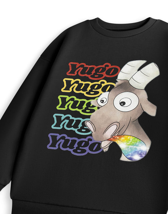 Show Me The Merch Rainbow Yugo Unisex Kids Black Sweatshirt