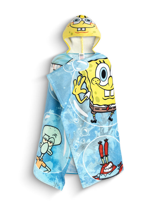 SpongeBob SquarePants Multi Character Boys Blue Poncho Towel