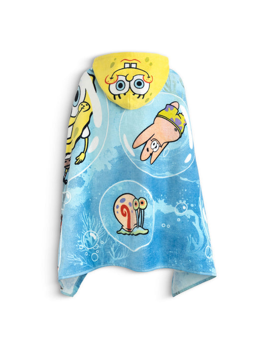 SpongeBob SquarePants Multi Character Boys Blue Poncho Towel