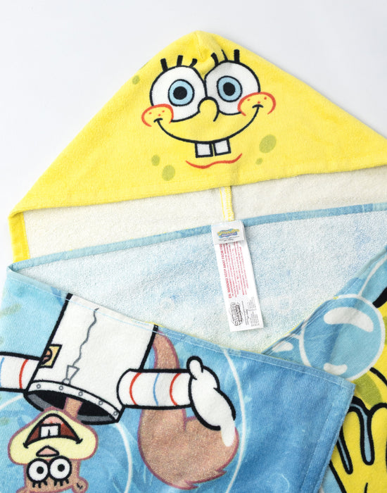 SpongeBob SquarePants Multi Character Boys Blue Poncho Towel