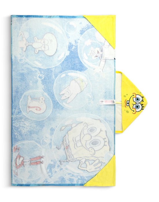 SpongeBob SquarePants Multi Character Boys Blue Poncho Towel