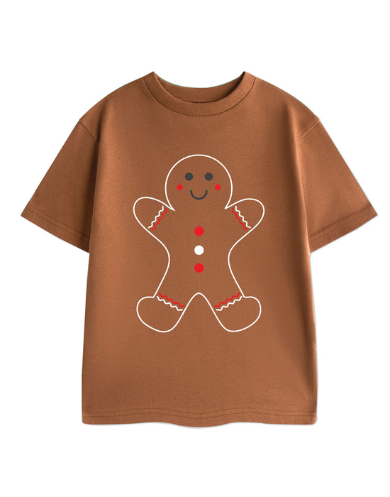 Gingerbread Outline Unisex Brown Short Sleeved T-Shirt