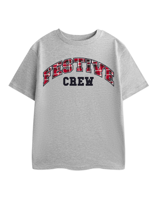 Festive Crew Grey Unisex Grey Short Sleeved T-Shirt