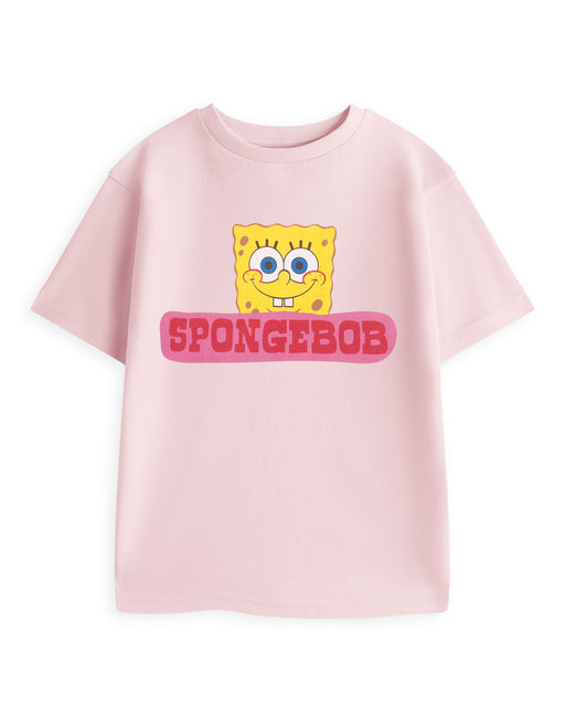 SpongeBob SquarePants Face Unisex Kids Pink Short Sleeved T-Shirt