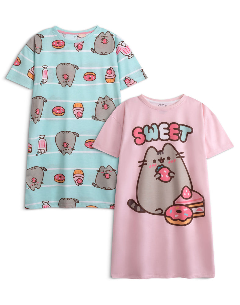 Pusheen Sweet Treats Girls Pink Multi-Pack of 2 Short Sleeve Nightdress