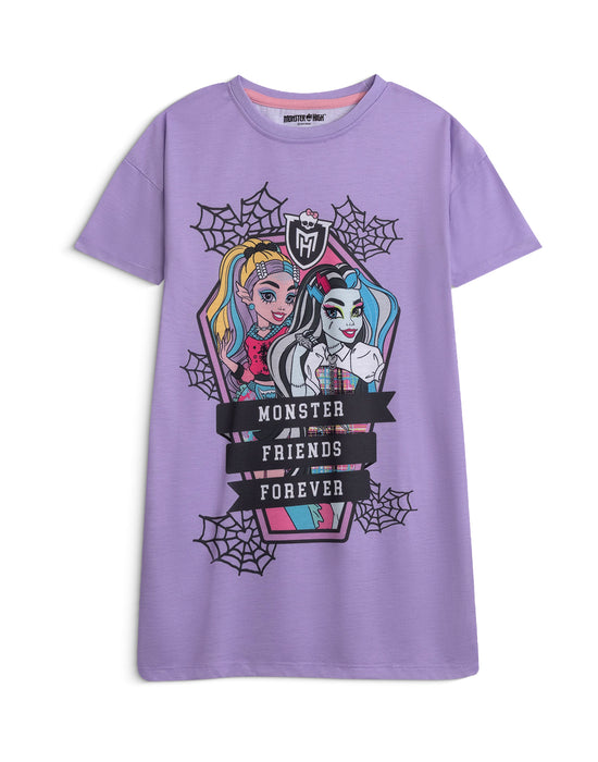 Monster High Heart Webs Girls Pink Multi-Pack of 2 Short Sleeve Nightdress
