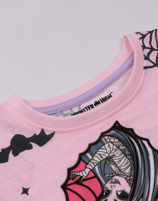 Monster High Heart Webs Girls Pink Multi-Pack of 2 Short Sleeve Nightdress