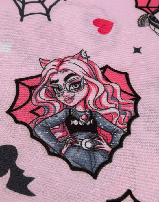 Monster High Heart Webs Girls Pink Multi-Pack of 2 Short Sleeve Nightdress