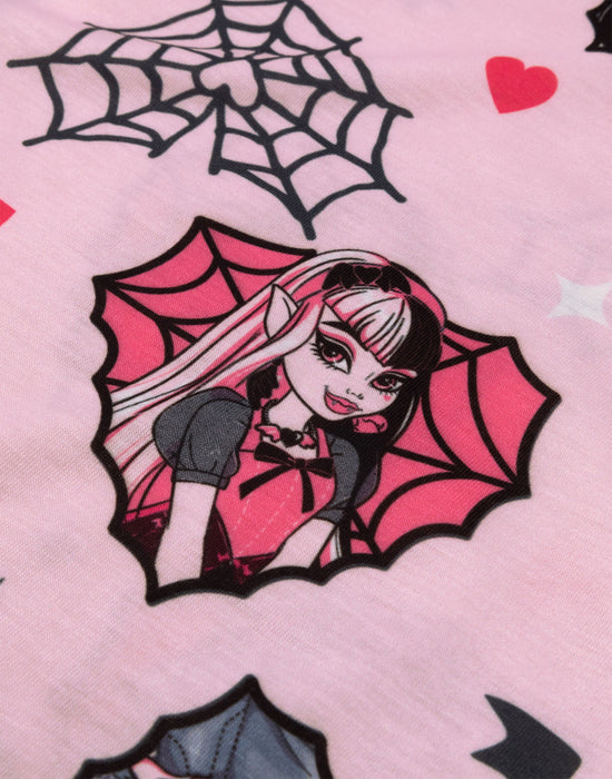 Monster High Heart Webs Girls Pink Multi-Pack of 2 Short Sleeve Nightdress