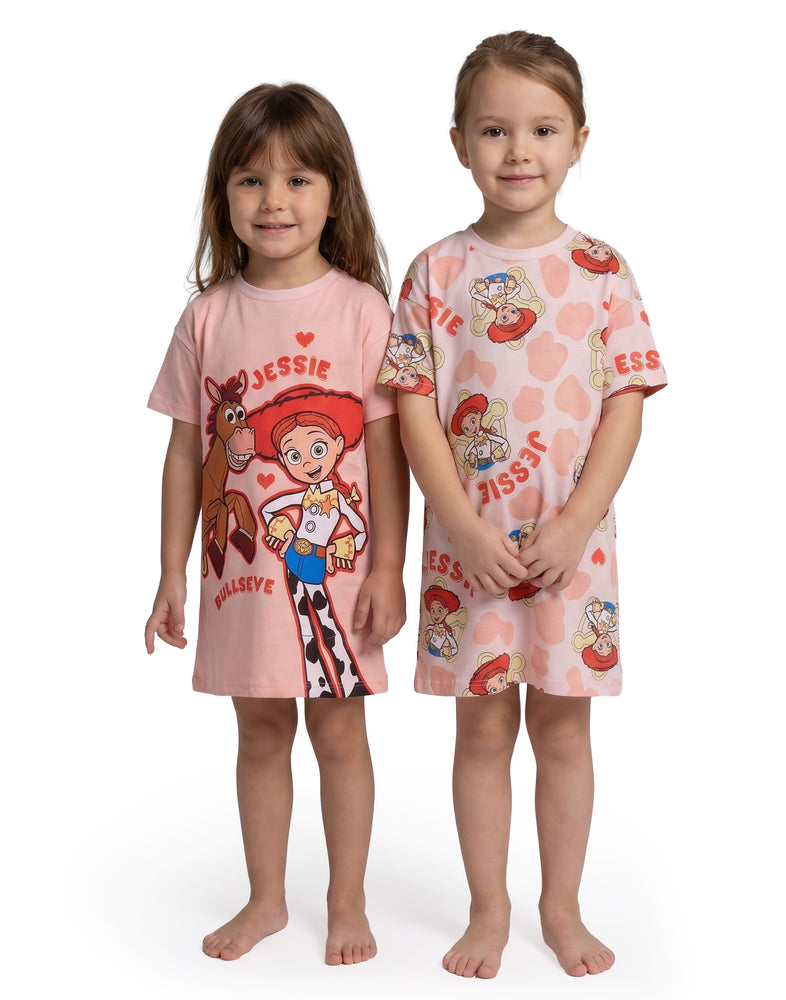 Disney Toy Story Jessie & Bullseye Girls Pink Multi-Pack of 2 Short Sleeve Nightdress