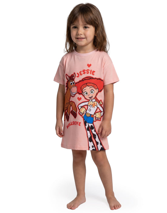 Disney Toy Story Jessie & Bullseye Girls Pink Multi-Pack of 2 Short Sleeve Nightdress