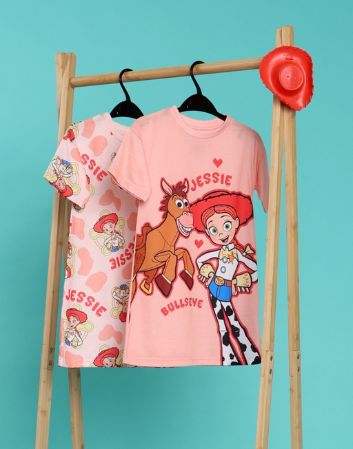 Disney Pixar Toy Story Jessie & Bullseye Girls Pink Multi-Pack of 2 Short Sleeve Nightdress
