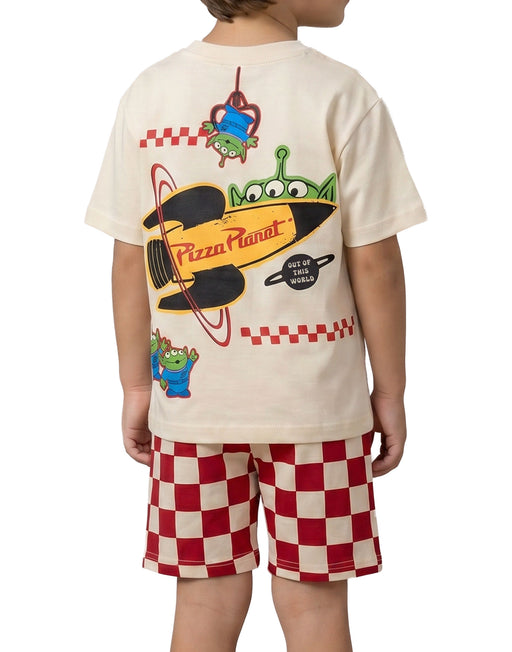 Disney Toy Story Pizza Planet Boys Beige T-Shirt and Shorts Set