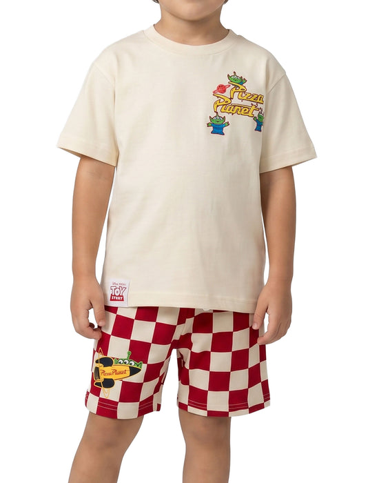 Disney Toy Story Pizza Planet Boys Beige T-Shirt and Shorts Set