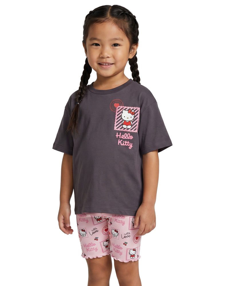 Hello Kitty With Love Girls Grey T-Shirt and Shorts Set
