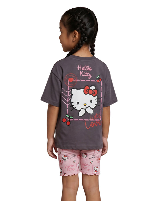 Hello Kitty With Love Girls Grey T-Shirt and Shorts Set