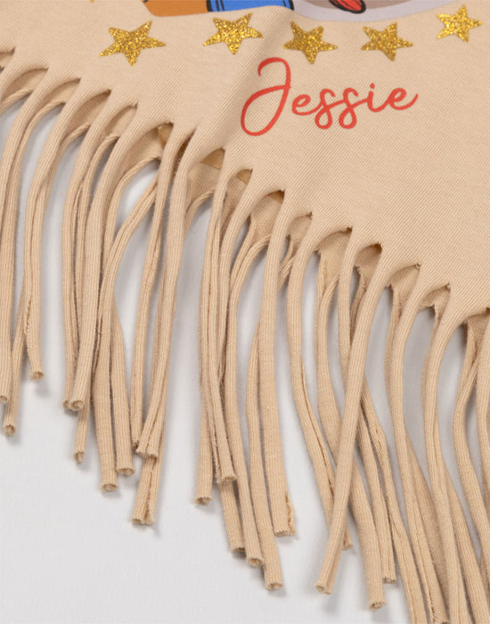 Disney Toy Story Jessie Girls Beige Fringe Short Sleeved T-Shirt
