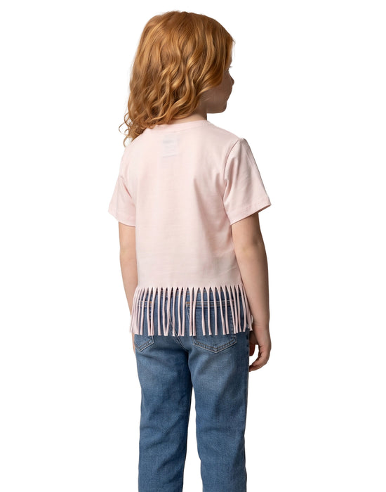 Hello Kitty Cowgirl Girls Pink Fringe Short Sleeved T-Shirt