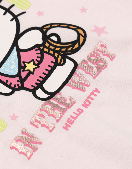 Hello Kitty Cowgirl Girls Pink Fringe Short Sleeved T-Shirt