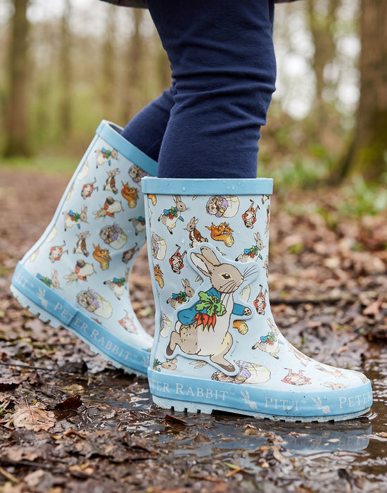 Peter Rabbit Multi Character Unisex Kids Blue Wellington Boots without Handles
