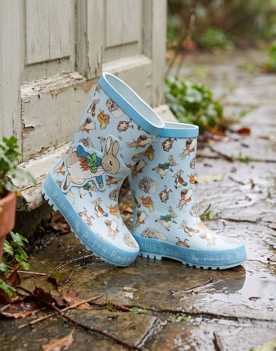 Peter Rabbit Multi Character Unisex Kids Blue Wellington Boots without Handles