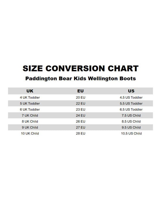 Paddington Bear Character Unisex Kids Multicoloured Wellington Boots without Handles