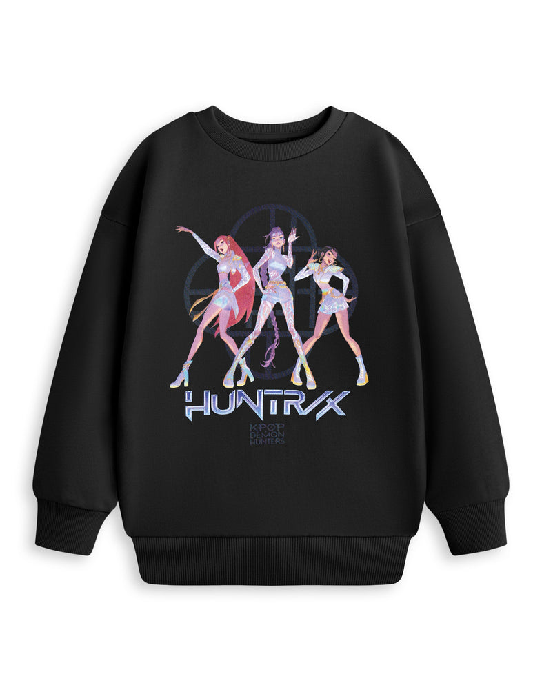 KPop Demon Hunters Huntrix Girls Black Sweatshirt