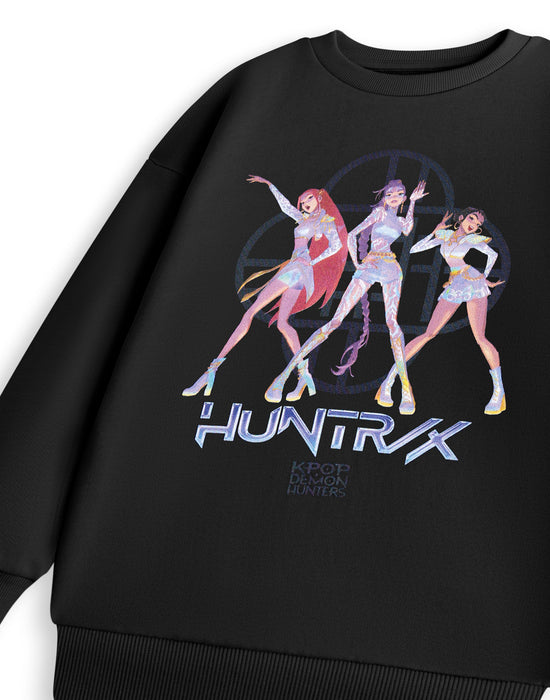 KPop Demon Hunters Huntrix Girls Black Sweatshirt