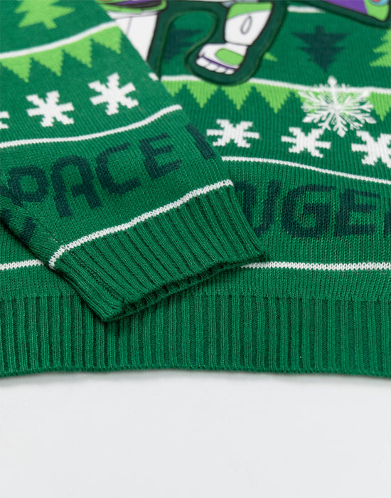 Disney Toy Story Buzz Boys Green Christmas Jumper