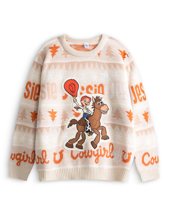Disney Toy Story Jessie Girls Beige Christmas Jumper