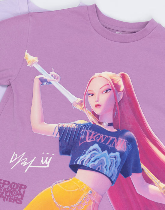KPop Demon Hunters Multi Character Girls Multicoloured Multi-Pack of 3 Short-Sleeved T-Shirts