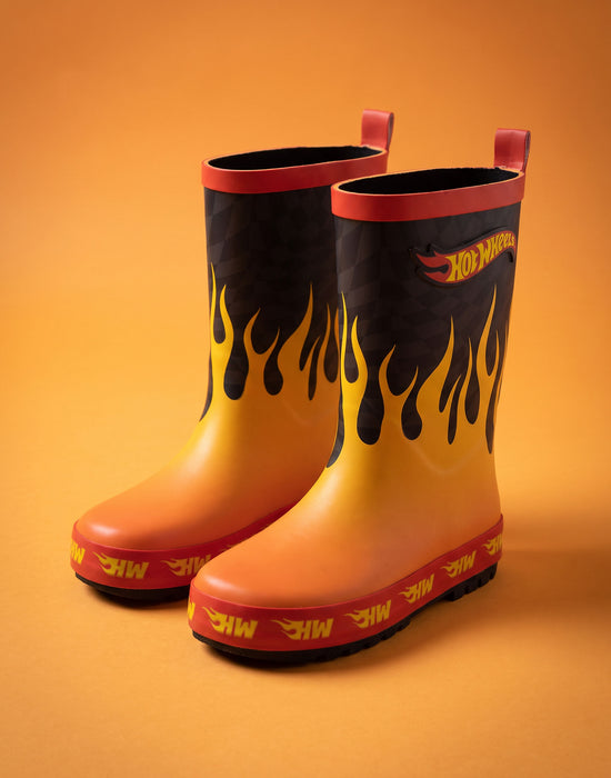Hot Wheels Flames Boys Multicoloured Wellington Boots without Handles